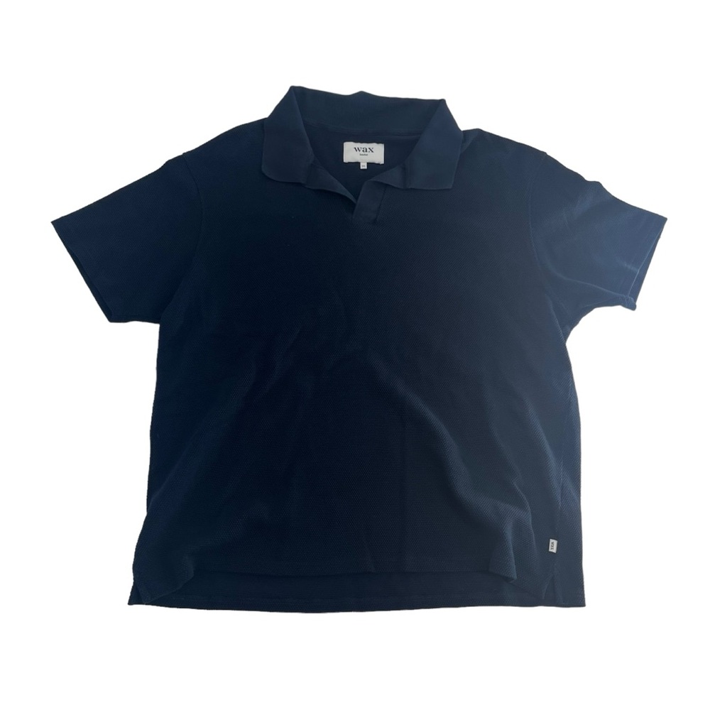 Wax London Polo Shirt Men XXL Black Atwood Textured Mesh Party Casual Minimalist